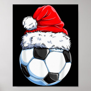 Poster Bola de Futebol de Natal Chapéu de Papai Noel Srts