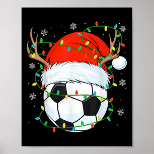 Poster Bola de Futebol do Papai Noel Luzes de Natal Futeb
