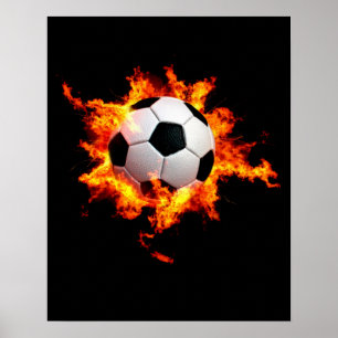 Pôster Bola de futebol flamejante
