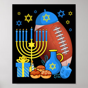 Poster Bola de futebol judaica engraçada Menorah Happy Ha