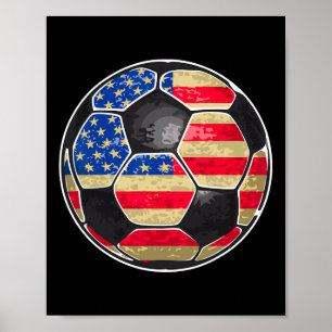 Poster Bola de Futebol Patriótica Bandeira dos EUA