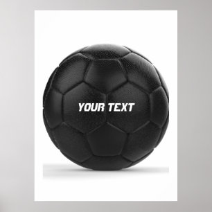 Poster Bola de Futebol Preta Personalizada Moderna