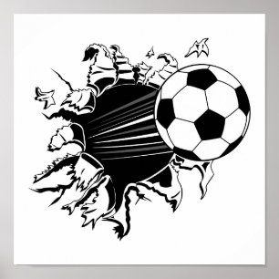 Pôster Bola de futebol que rebenta para fora
