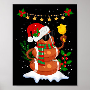Poster Bola de futebol Snowman Santa Hat Feliz Natal
