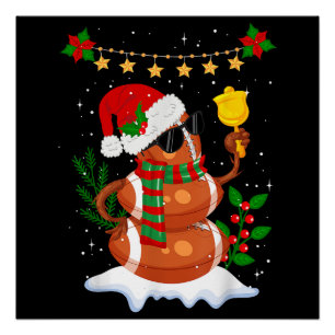 Pôster Bola de futebol Snowman Santa Hat Feliz Natal