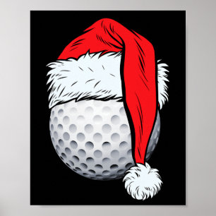 Poster Bola de Golfe de Natal Chapéu do Papai Noel Xmas G