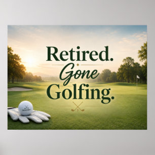 Poster Bola de golfe em green para aposentadoria de golfi
