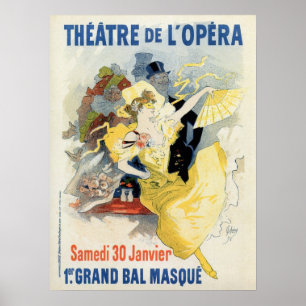Pôster bola de mascarada do vintage no anúncio do teatro