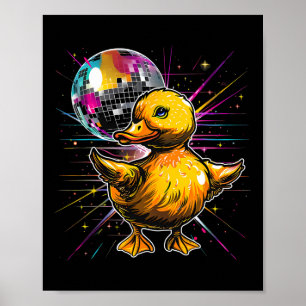 Poster Bola de música Disco Dançando Disco com Pato de Bo