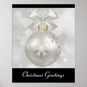 Poster Bola de Natal Elegante em Bokeh Lights