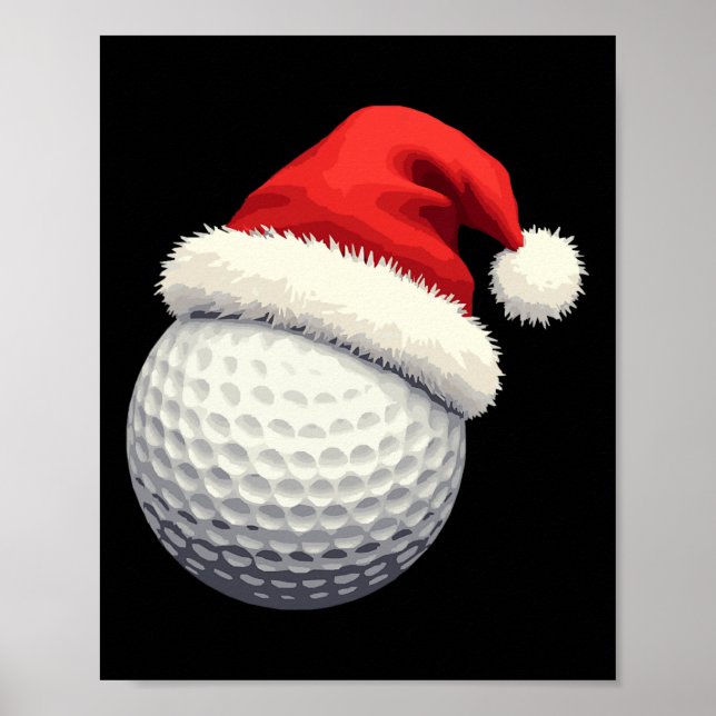 Poster Bola de Natal engraçada de golfe com chapéu no Nat (Frente)
