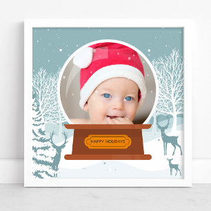 Poster Bola de Neve de Natal com Paisagem Invernal de Mad