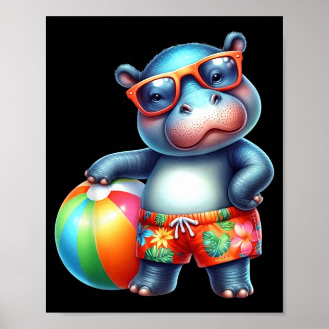 Poster Bola de Praia de Férias de Verão Simpática (Frente)