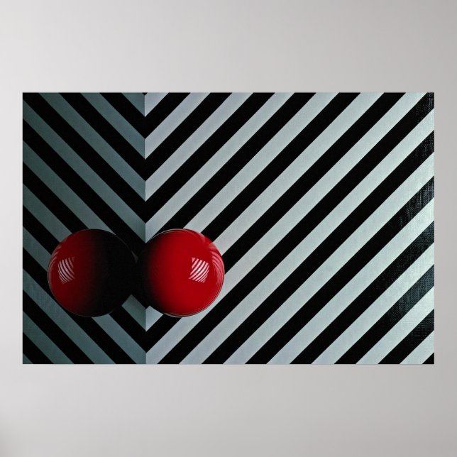 Poster Bola de Snooker de cor vermelha (Frente)