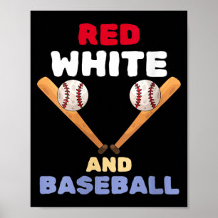 Poster Bola de taco patriótico de beisebol vermelho e bra