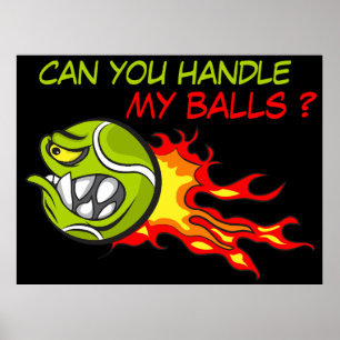 Poster Bola de Tênis raivosa em chamas com citação engraç