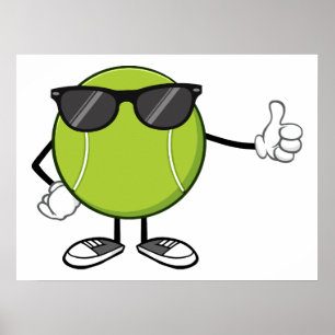 Poster Bola de Tênis Sorridente com Óculos de Sol