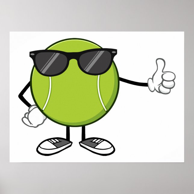 Poster Bola de Tênis Sorridente com Óculos de Sol (Frente)