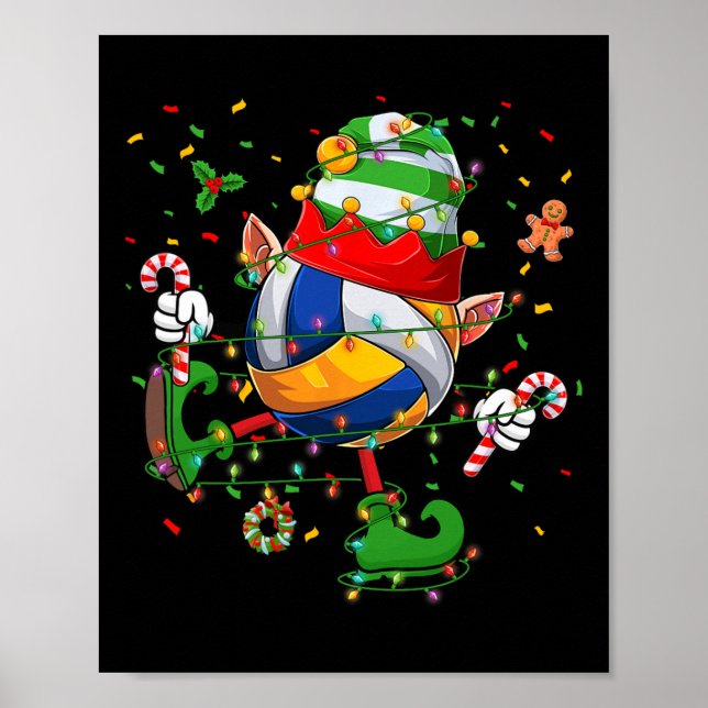 Poster Bola de Voleibol Dançante Elf Hat Scute Ss Cute Ss (Frente)