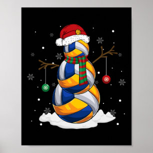 Poster Bola de Voleibol Snowman Santa Hat Natal Pajama
