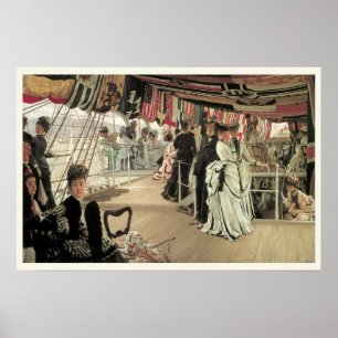 Pôster Bola no bordo do navio por James Tissot, arte do