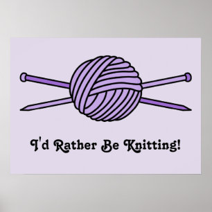 Poster Bola roxa do fio & das agulhas de confecção de