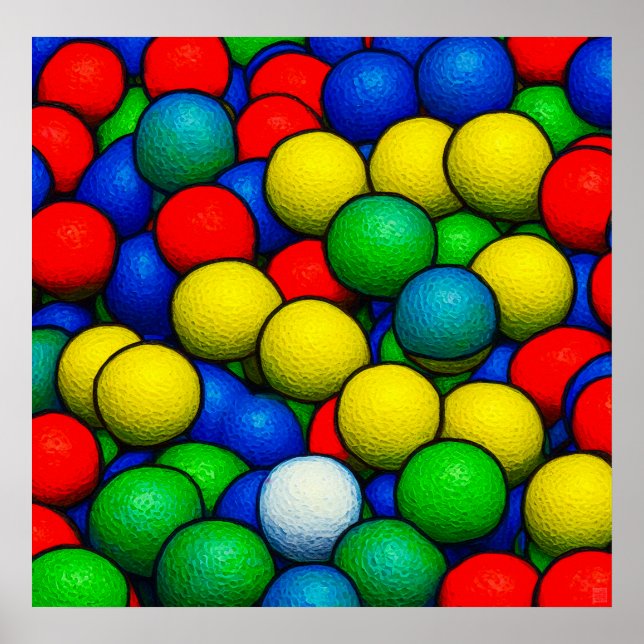Poster Bolas de Golfe Coloridas - Arte Sobre Telas (Frente)