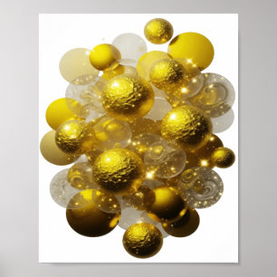 Poster BOLAS DE LUZ Douradas Brilhantes Prateadas Dinâmic