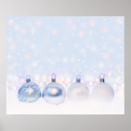 Poster Bolas de Natal de Prata Festiva na Neve