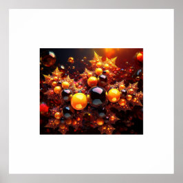 Poster Bolas Douradas e Estrelas Fractal