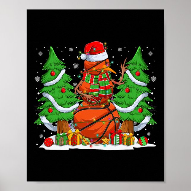 Poster Bolas Funerárias De Basquete Snowman Árvore De Nat (Frente)