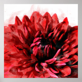 Poster Bold Dahlia Watercolor Crimson