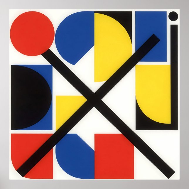 Poster Bold Geometric Bauhaus Suprematist Art (Frente)
