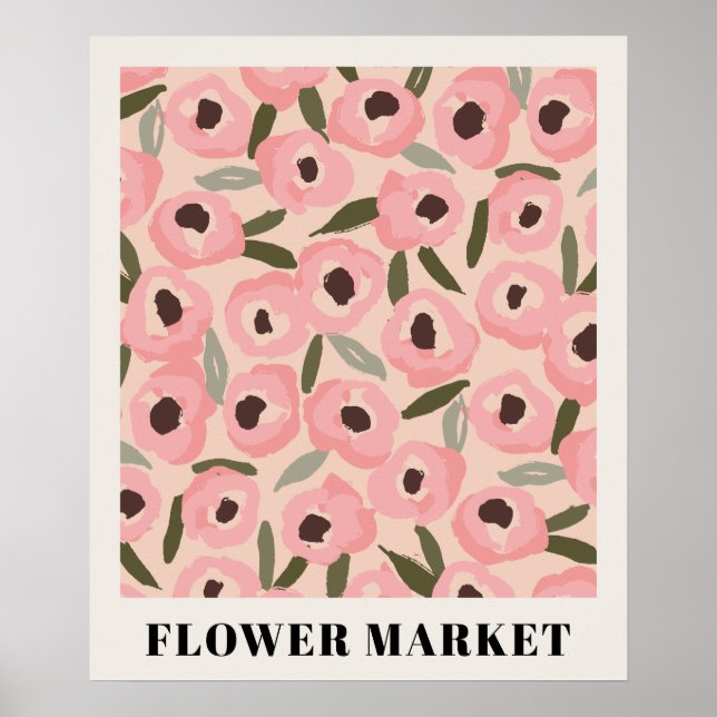 Poster Bold Inky Floral Pattern | Hand-Drawn Botanical (Frente)