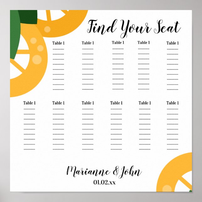 Poster Bold Lemon Slices Casamento (Frente)