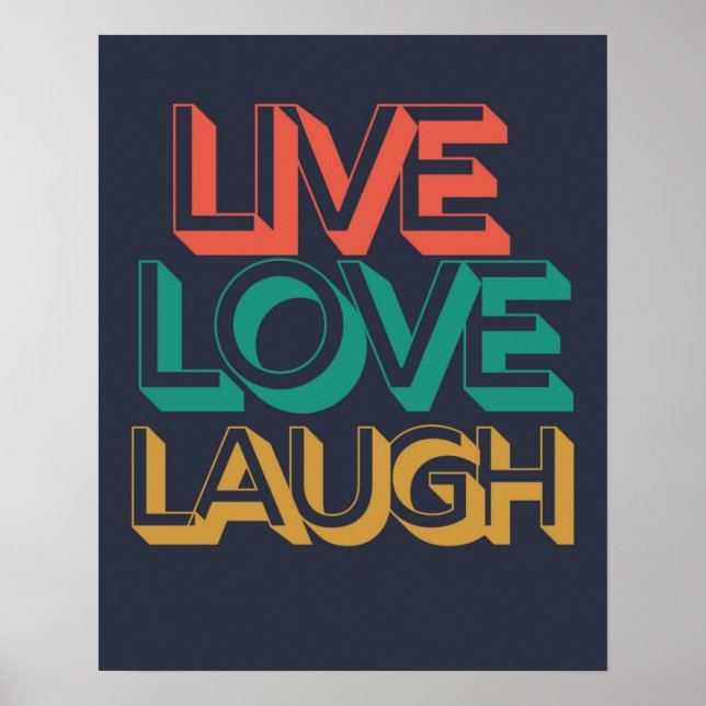 Poster Bold Live Love Laugh Typografia Art | Motivação (Frente)