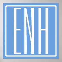 Bold Modern 3 Iniciais Monograma | Azul macio