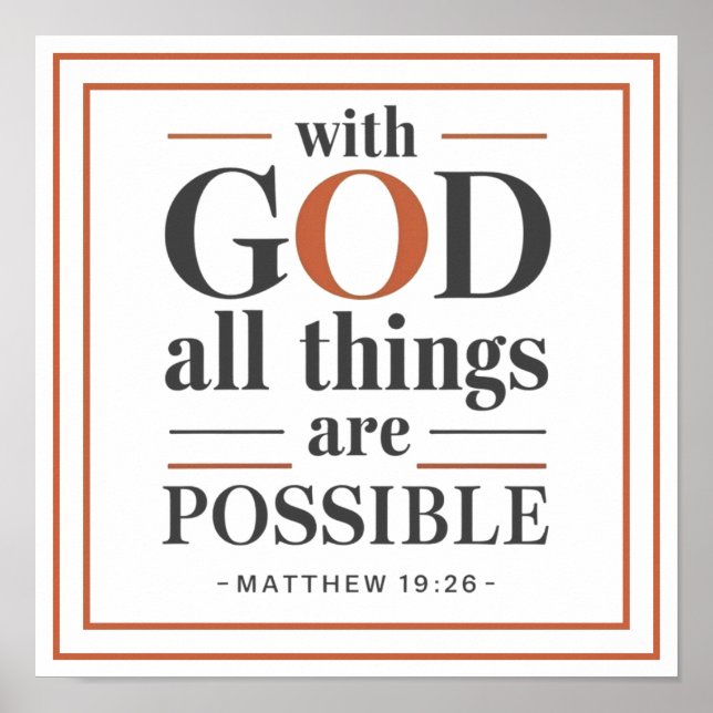 Poster Bold Modern With God All Things Are Possible (Frente)