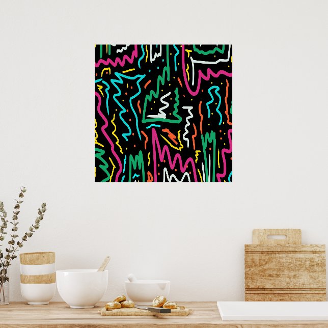 Poster Bold Neon Contrast Party Abstrato (Cozinha)