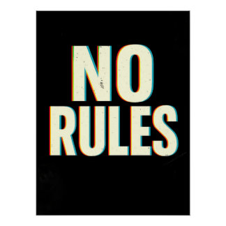 Pôster Bold "No Rules" Glitch Effect Typography Art