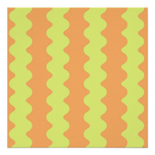 Pôster Bold Orange Limão Wavy Stripe Moderna Wall Art