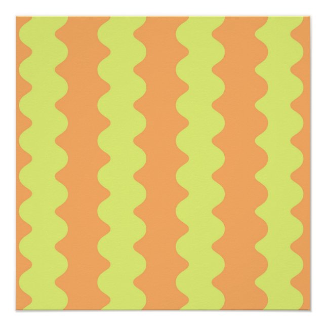 Pôster Bold Orange Limão Wavy Stripe Moderna Wall Art (Frente)
