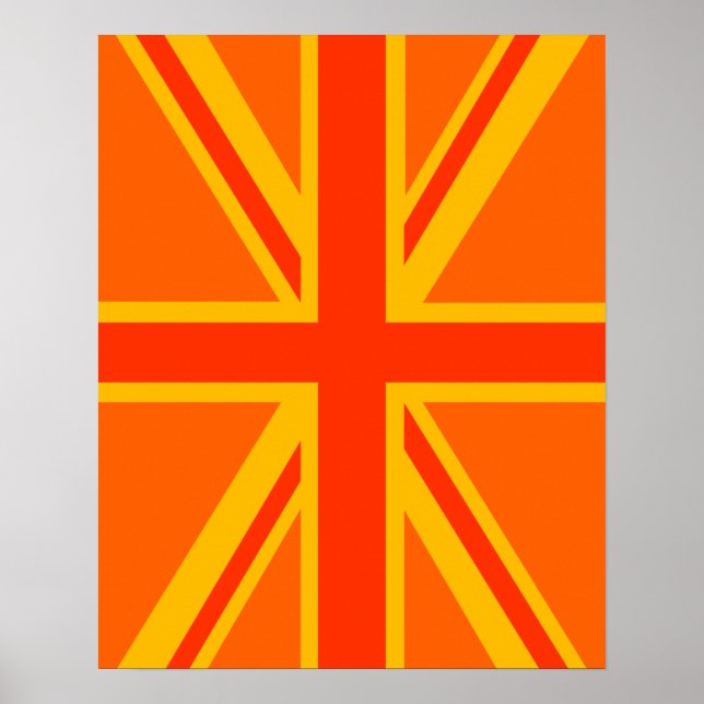 Pôster Bold Orange Union Jack British Flag Swag (Frente)