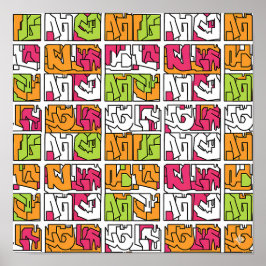 Poster Bold Pop Art Graffiti Seamless Fabric and Paper