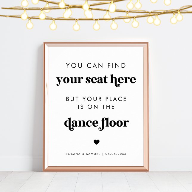 Poster Bold Retro Script Funny Dance Floor Sinal de Casam (Criador carregado)