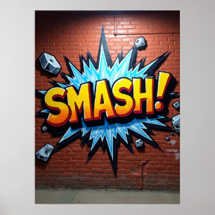 Poster Bold SMASH! Arte de Estilo de Livro de Comédia