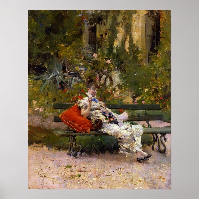 Poster Boldini - Berthe Sewing In The Garden 1874 (Frente)