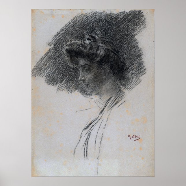 Poster Boldini - Busto de uma jovem mulher de perfil (Frente)