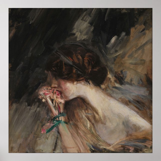 Poster Boldini - Jovem Mulher Com Uma Flor (Frente)