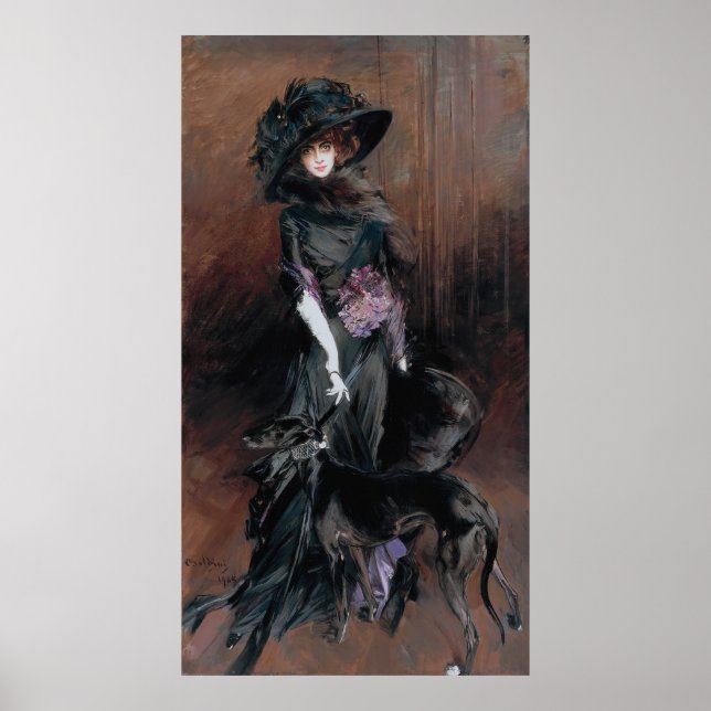 Poster Boldini - Marchesa Luisa Casati com Greyhound (Frente)